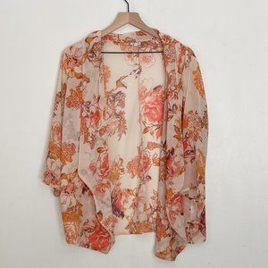 Chiffon Floral Duster - Eyeshadow, XL - Peach & Pink Colors!